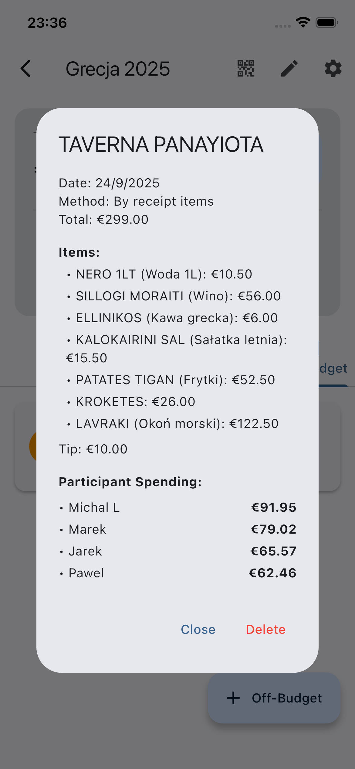 Track budget and off-budget expenses